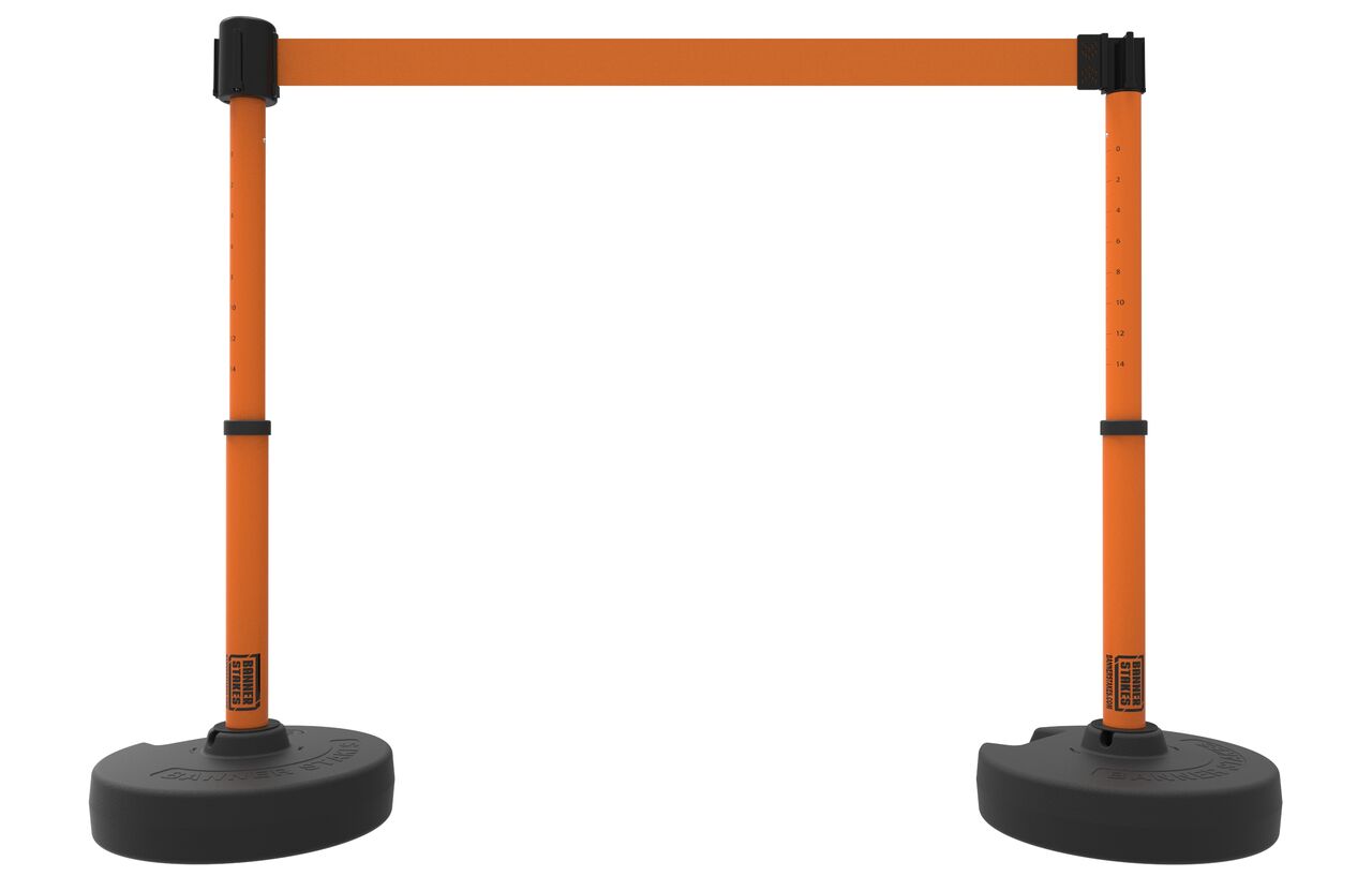 Banner Stakes Plus Barrier Set X2 With Orange Blank Banner